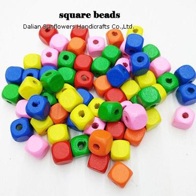 Square wood beads