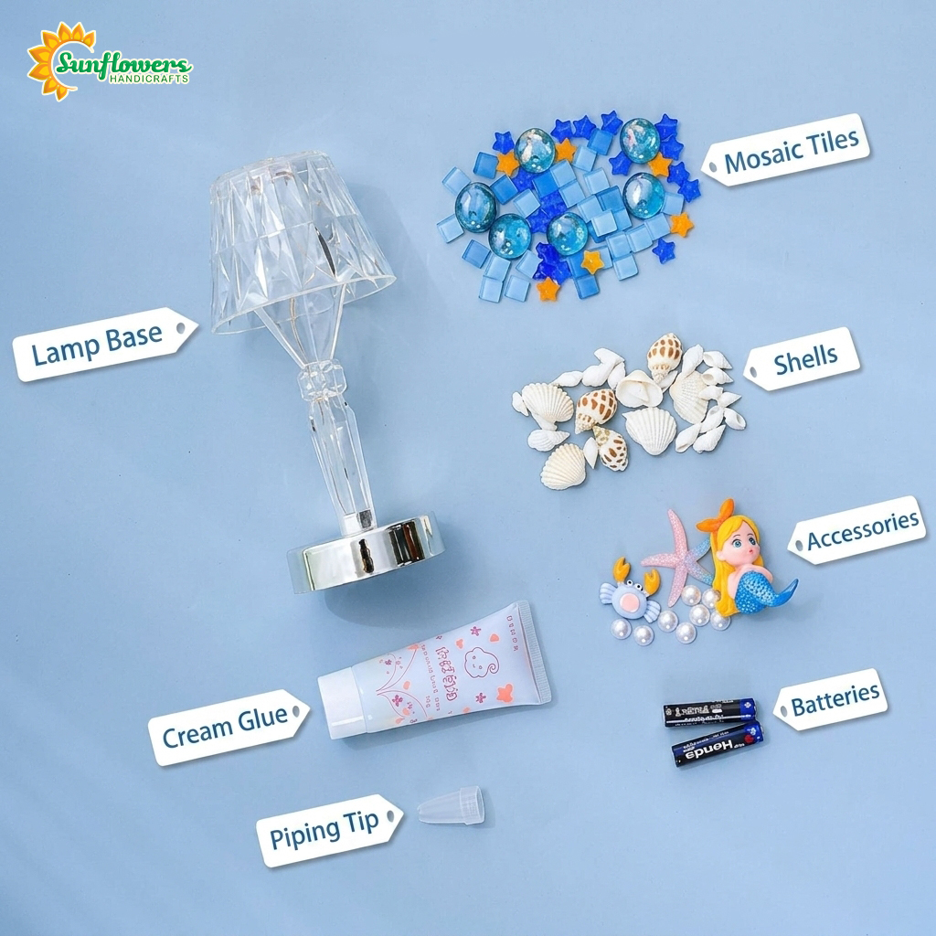 Aesthetic DIY Glass Mosaic Table Lamp Craft Kit